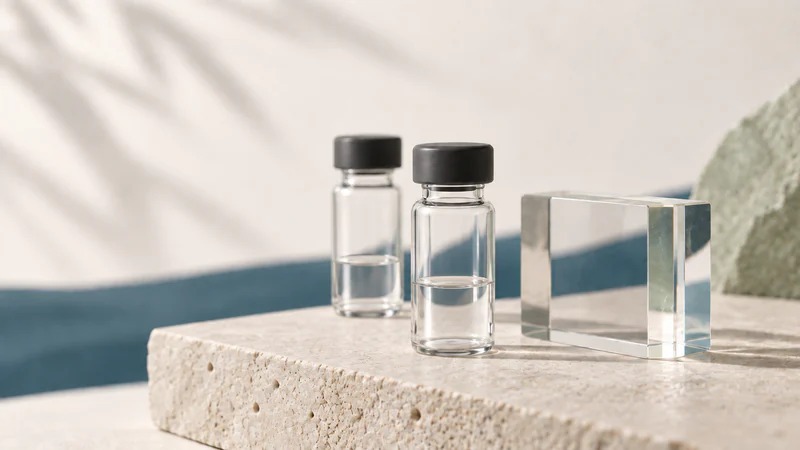 Flacon Melanotan-II op donkere steen